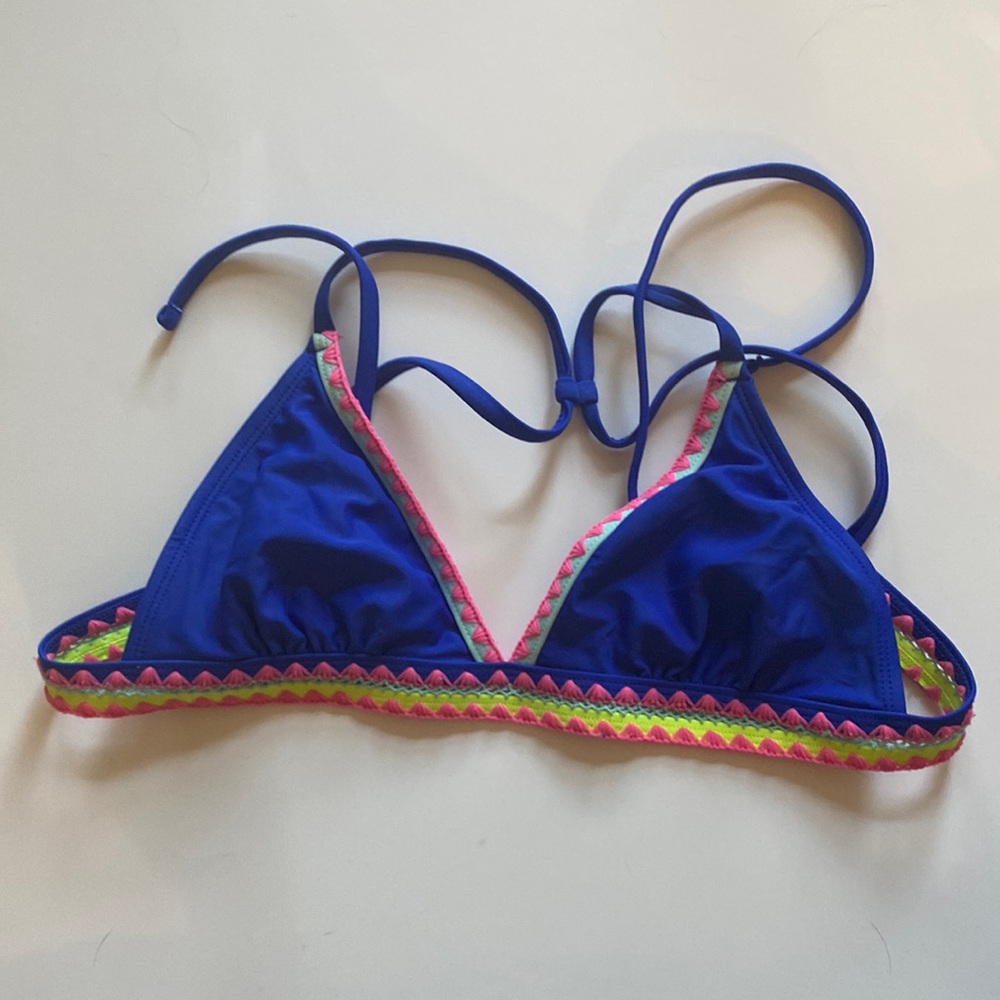 blue crochet swim top s
